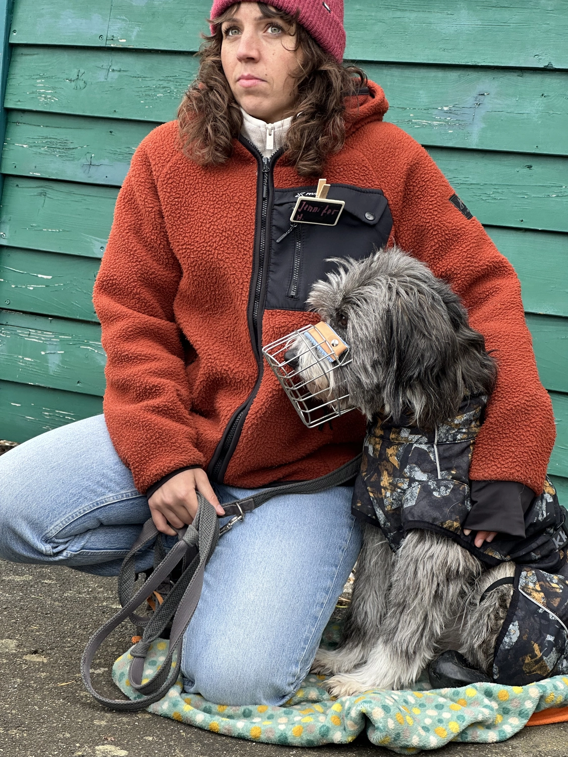 Ein Mann mit einer Hundecollage