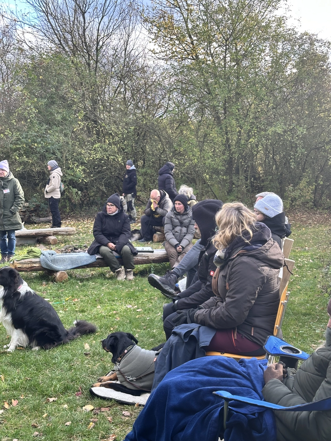 Ein Mann mit einer Hundecollage